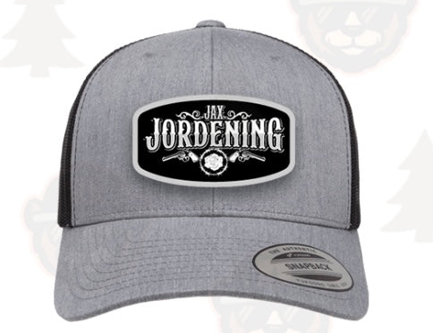 "Jax Jordening" Grey Trucker Hat, Woven Patch